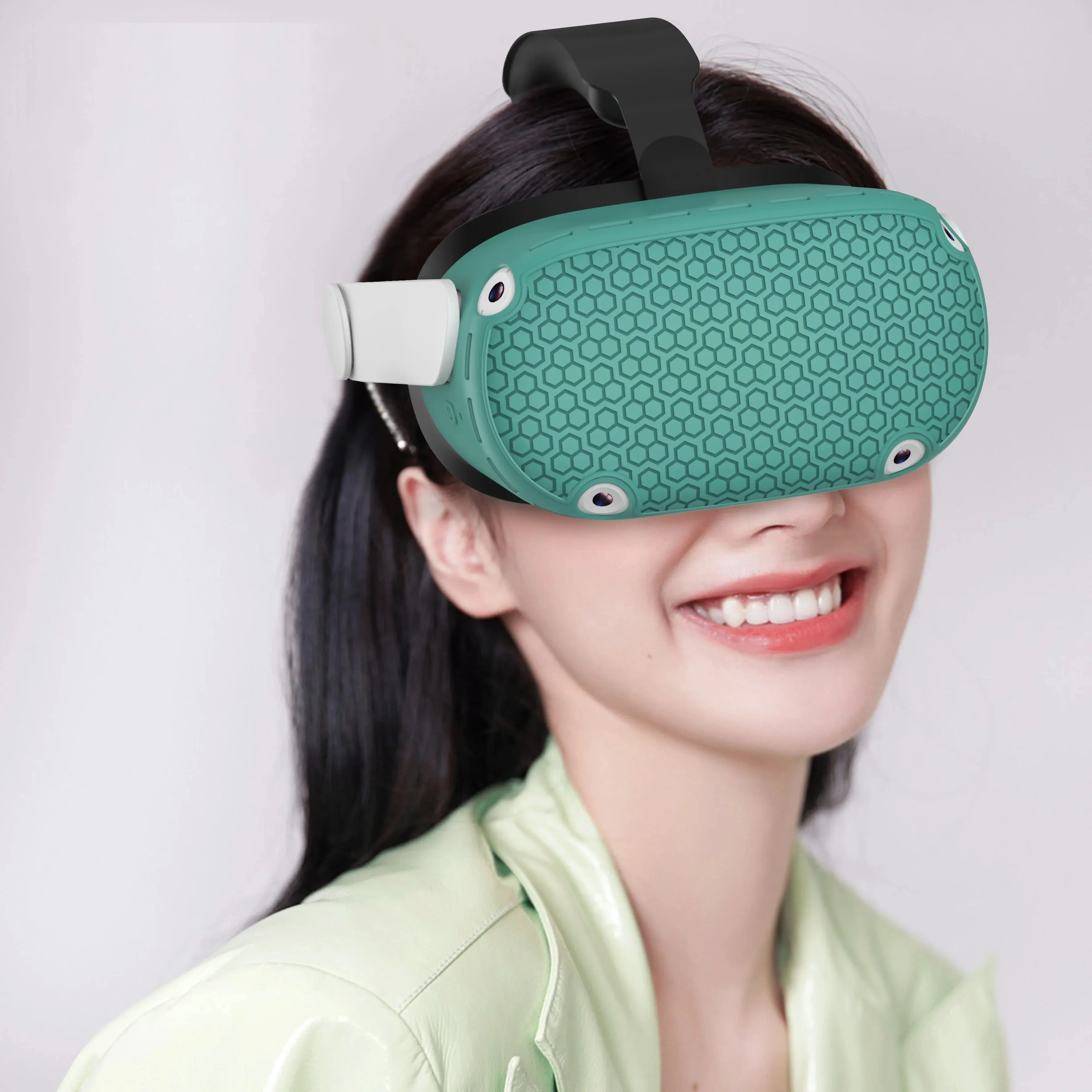 Silicone VR Shell Protective Cover Compatible with Quest 2, Headset Protector Cover Anti Scratch Anti Dust Anti Shock