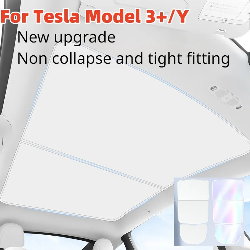 Sunshades For Tesla Model 3 Sunroof Highland 2024 Model Y 2021-2024 Ice Cloth Buckle Sun UV Protection Shade Skylight Accessory