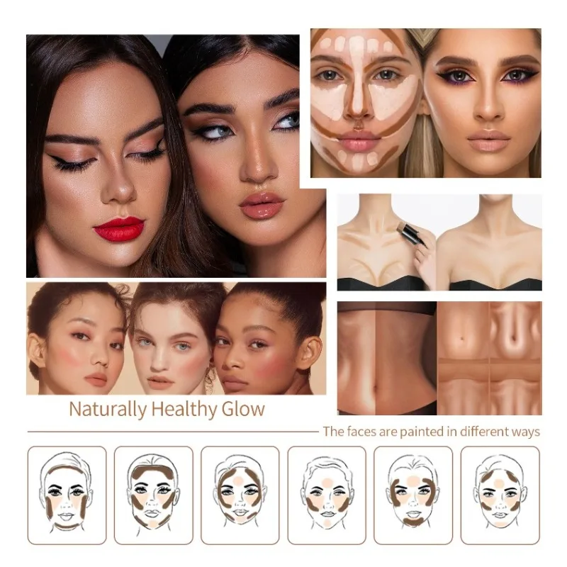 Barra para esculpir rostro de precisión, para un contorno definido, Aegyo Sal brillante, colorete y base impecable, crema mezclable sin costuras