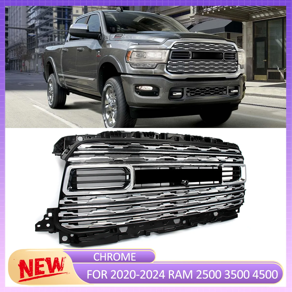 شبكة مركزية للمصد الأمامي من Magickit لذاكرة الوصول العشوائي 2500 3500 4500 2020 2021 2022 2023 2024 شبكة شواء السباق العلوية مع فتحة الكاميرا