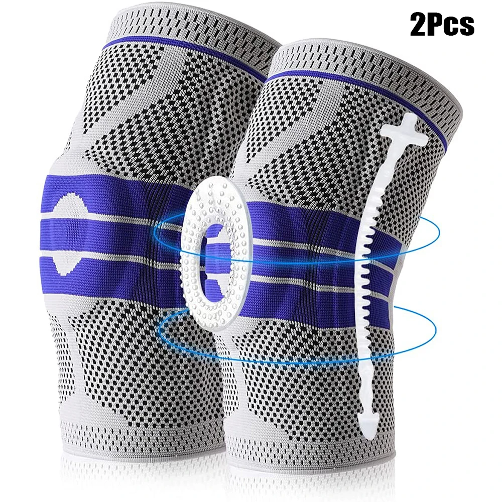 Silikon Gepolsterte Knie Pads Unterstützt Brace Basketball Fitness Meniskus Patella Schutz Kneepads Sport Sicherheit Knie Ärmeln