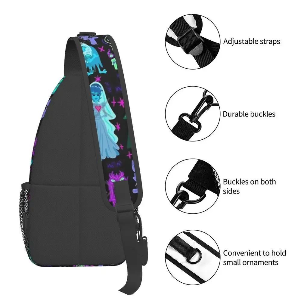 Ghost Spukhaus Villa Sling Brusttasche maßge schneiderte Halloween Cross body Schulter rucksack für Männer reisen Tages rucksack