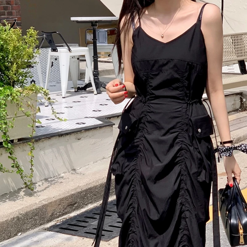 Jupe longue fendue avec ceinture pour femmes, avec cordon amincissant, Design plissé, grande taille, cordon d'épissure