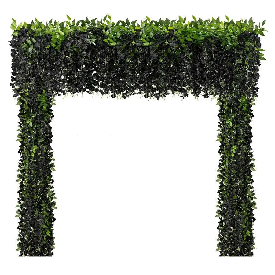 

10Pcs 7.2 Ft Piece Artificial Wisteria Garland Silk Fake Black Wisteria Flowers Hanging Greenery Vines Garlands Rattan for Home