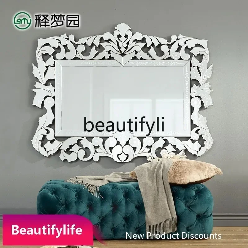 P6239 American Carved Decorative Mirror Entrance Bathroom Mirror Venetian Neoclassical Decor