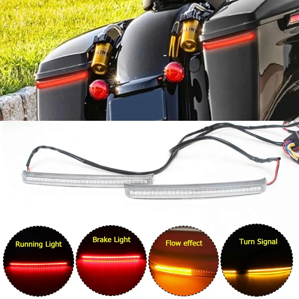 

Motorcycle Led Saddlebag Flowing Light Turn Signal Running Brake Lamp For Harley Touring Road King Electra Glide 14+ Accessories