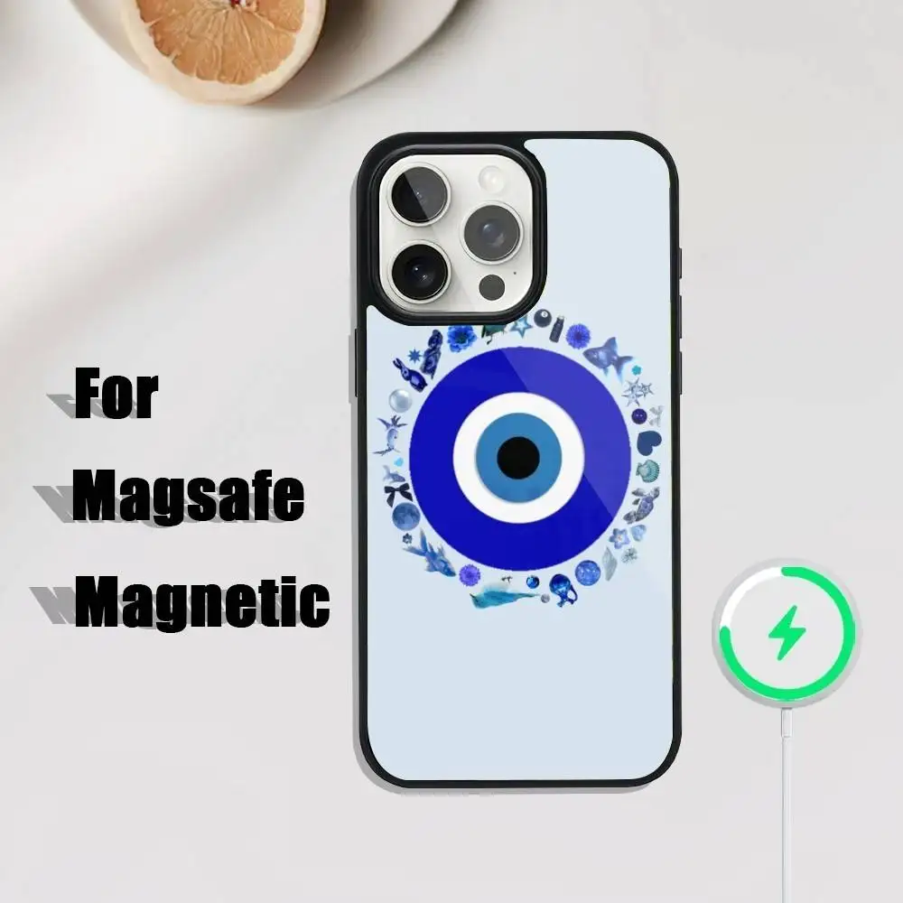 Lucky Blue Evil Eye Phone Case For iPhone 17,16,15,14,13,12,11,Pro,Max,Plus,Mini,SE4,E Magnetic Magsafe Wireless Charging
