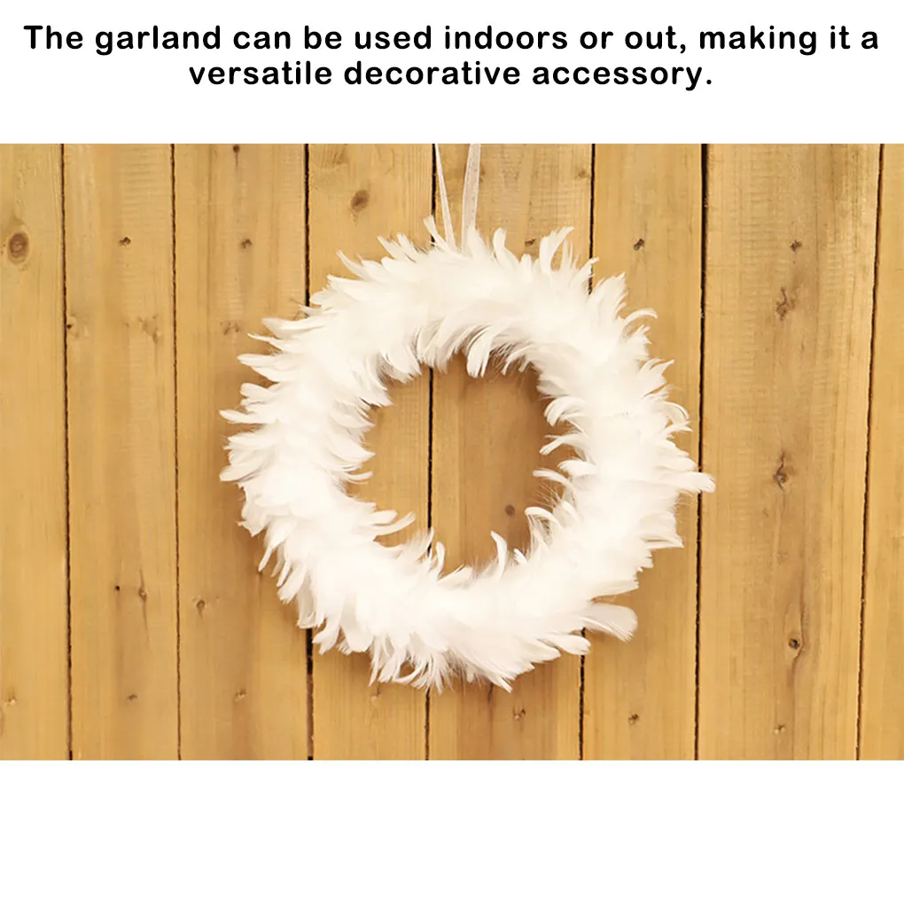 White Plume Wreath Hanging Door Wall Garlands Simple Style Halloween Greeting Window Props Bedroom New Year Bar Hotel