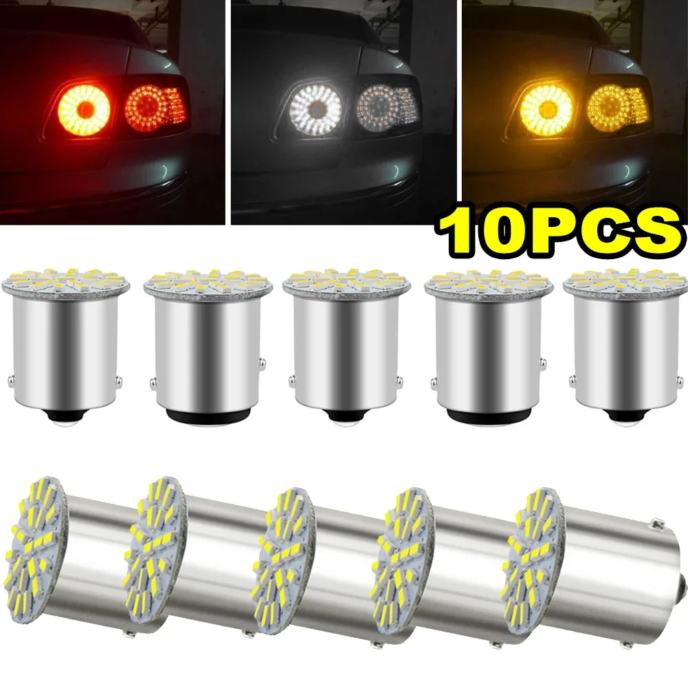 1/10 PCS Car Turn Signal Light BA15S 1156 BAY15D 1157 LED Bulbs 12V 7000K White Auto Tail Reverse Brake Parking Backup Lamps