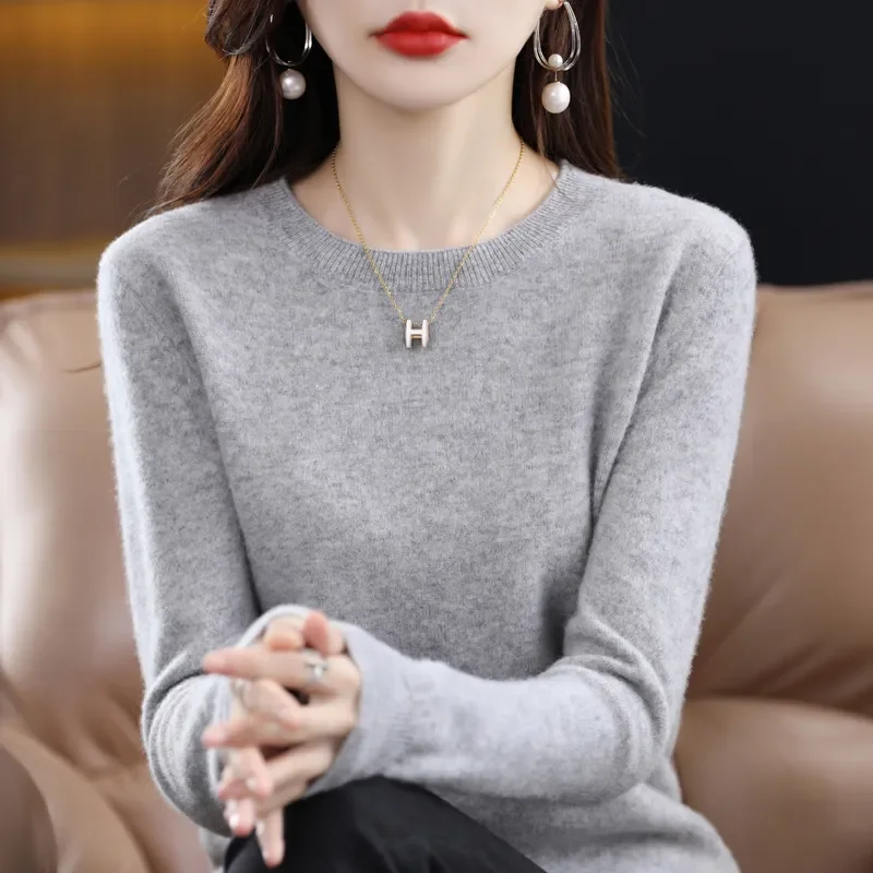 Autumn Winter Women Knitted Pullover Sweater New Fashion Casual Long Sleeve Top O-Neck All-match Solid Basic Loose Warm Jumpers