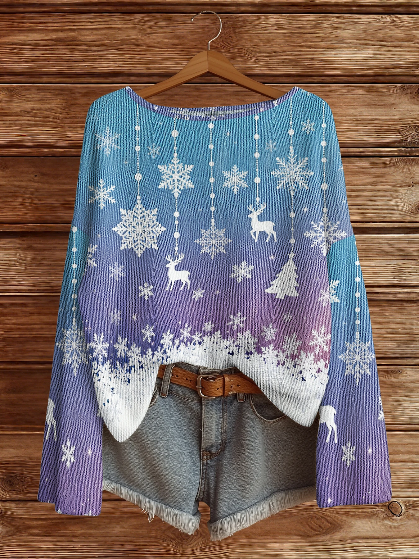 

Женский повседневный вязаный пуловер с принтом снежинок, свитера с круглым вырезом и длинными рукавами, свободный свитер, модные уличные джемперы, топы