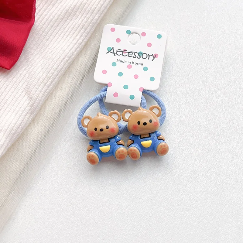 2PCS Bright Faced Frog Rabbit Girls Kids Elastic Hair Bands Cute Children Hair Ties Baby Headwear for Princess Hair Accessories