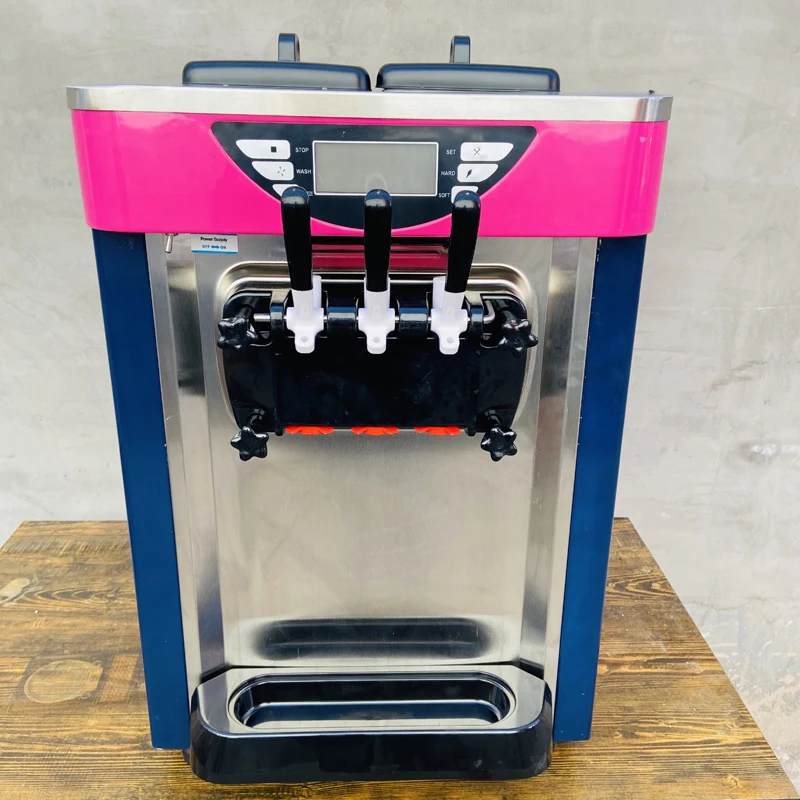 Commercial Ice Cream Machine 19.1QT/H Yield 1200W Single Flavor Countertop Soft Serve Ice Cream Maker With 4.2L*2 Hopper