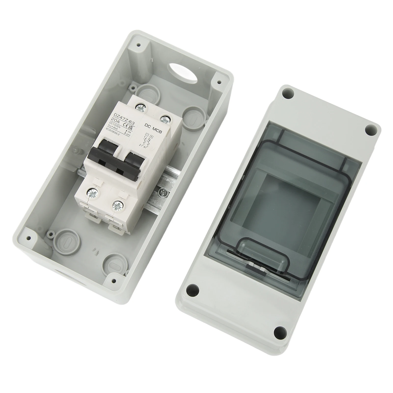 20A Small Circuit Breaker 2P PV System DC Mini Circuit Breaker with Box IP65 Waterproof Solar PV Disconnect Switch DC1000V 20A