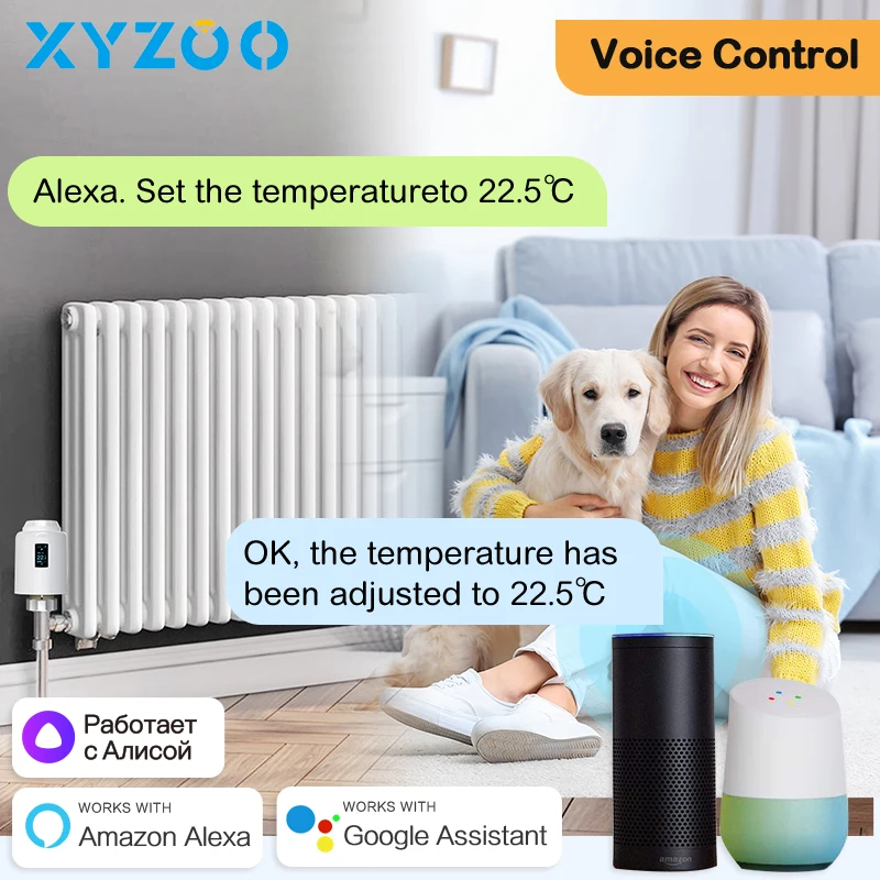 WiFi Tuya Radiator Actuator Thermostatic Valve TRV Head Smart Home Programmable Temperature Controller Heater Alexa Google Voice