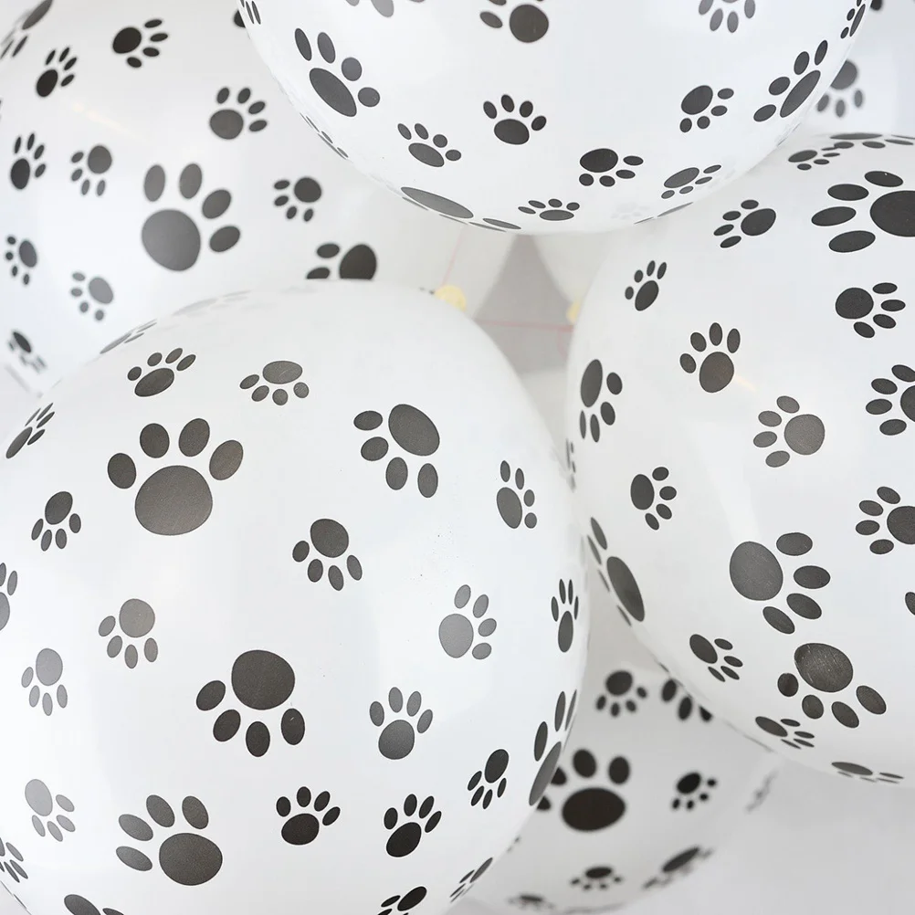 

12Pcs Printed Latex Balloons Dog Footprint Party Balloons Black White Reusable Inflatable Birthday Wedding Festival Decor