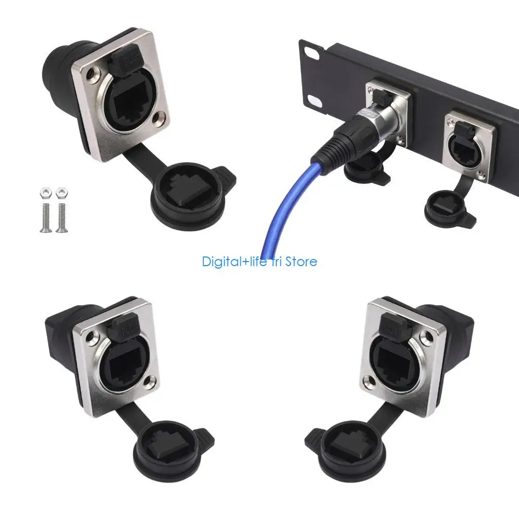 E06D Front Panel RJ45 Coupler Module With Locking Mechanism 180/90 Degree Angled Connection Compatible Cat6/Cat5e Standards