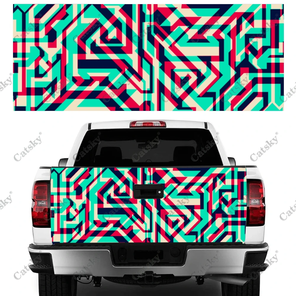 Spectrum Maze Seamless Pattern Truck Tailgate Wrap Professional Grade Material Universal Fit for Full Size Trucks Weatherproof