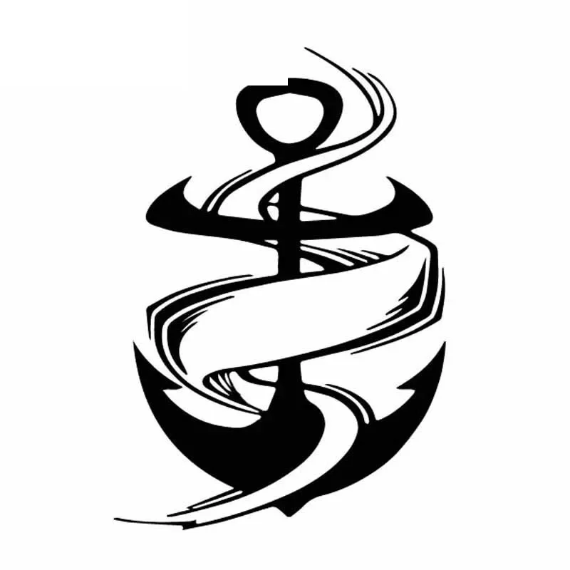 

Car Sticker Anchor Sea Ocean Ribbon Boat PVC Luxury Car Decoration Sticker Waterproof Cover Scratch Black/white, 16cm*11cm
