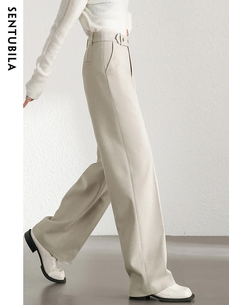 SENTUBILA High Waist Straight Dress Pant 2024 Spring Full Length Women\'s Wide Leg Suit Pants Casual Trousers Female 134K52057