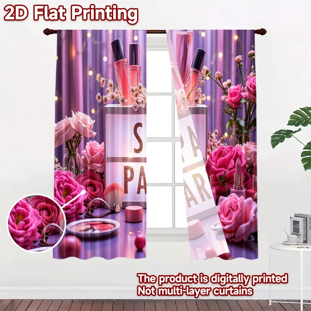 2D flat printing 2pcs Drapes Spa Party Celebration(1) Digital Printed Polyester Drapes Family Party for Indoor Celebrations for