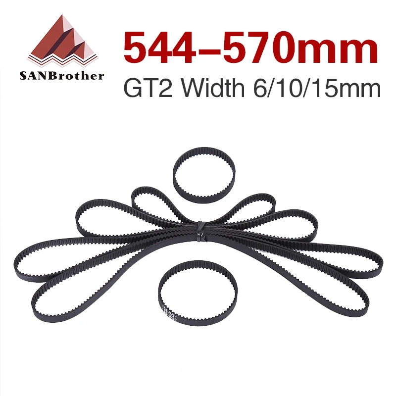 GT2 Closed Loop Timing Belt Rubber 6/10mm 544 546 548 550 552 554 556 558 560 562 564 566 568 570mm Synchronous 3D Printer Parts