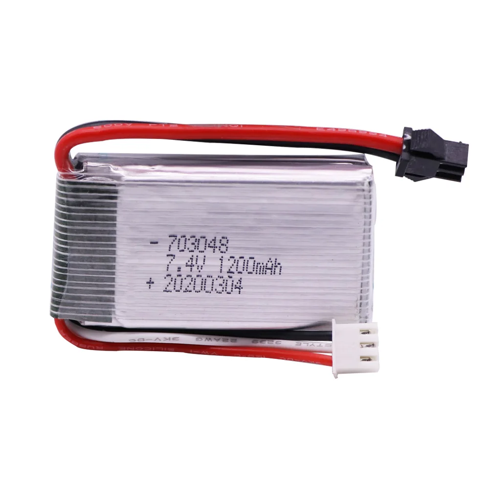 7,4 V 1200 mAh 25C 703048   Batteria Lipo per pezzi di ricambio drone MJXRC X600 RC Batteria agli ioni di litio 2S da 7,4 V con spina JST/SM/T/EL-2P/Tamiya