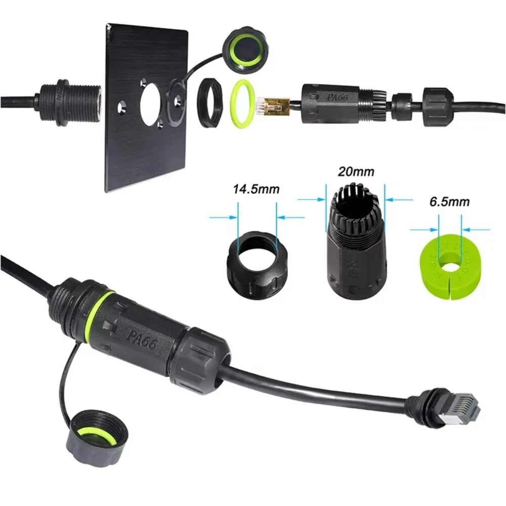 

High Quality RJ45 RJ45 Docking Connector Network Waterproof Extension Cable Panel Mount Adapter for StarLink Gen3 Panel Mount