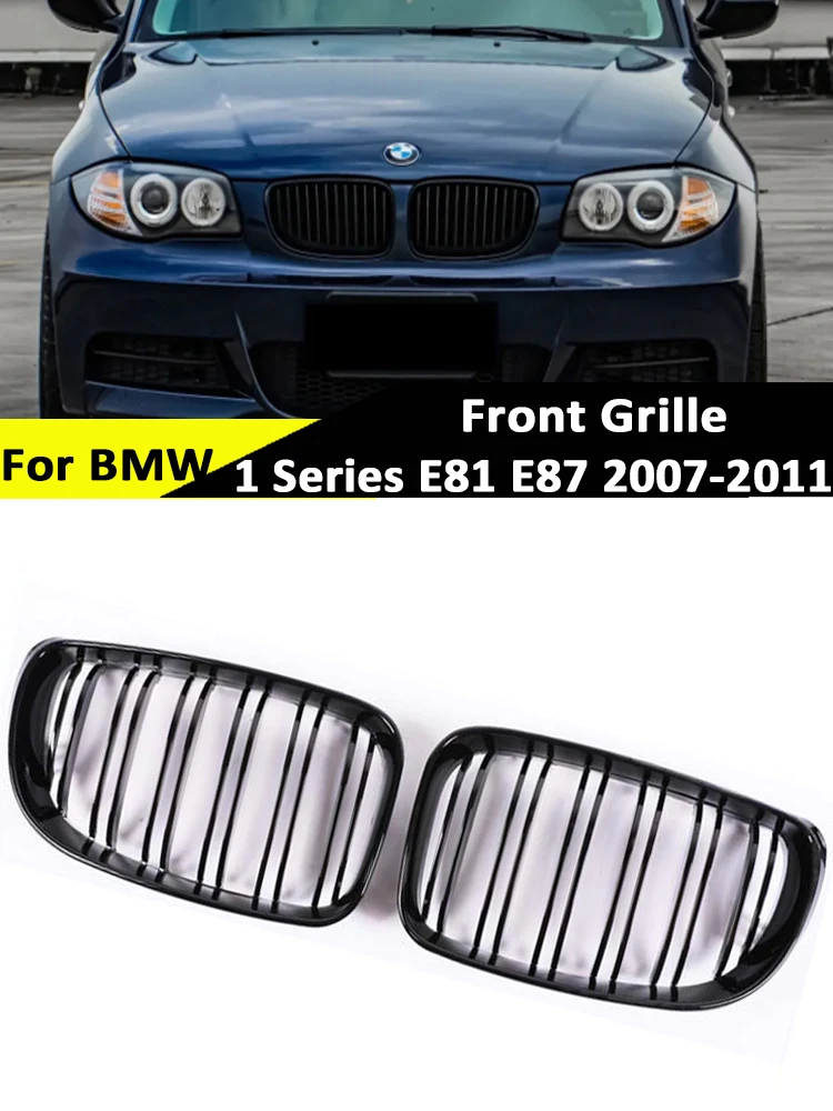 

Front Lower Bumper Kidney M Style Glossy Black Grille Cover For BMW 1 Series E81 E87 2007-2011 Double Singe Slat Matte Grills