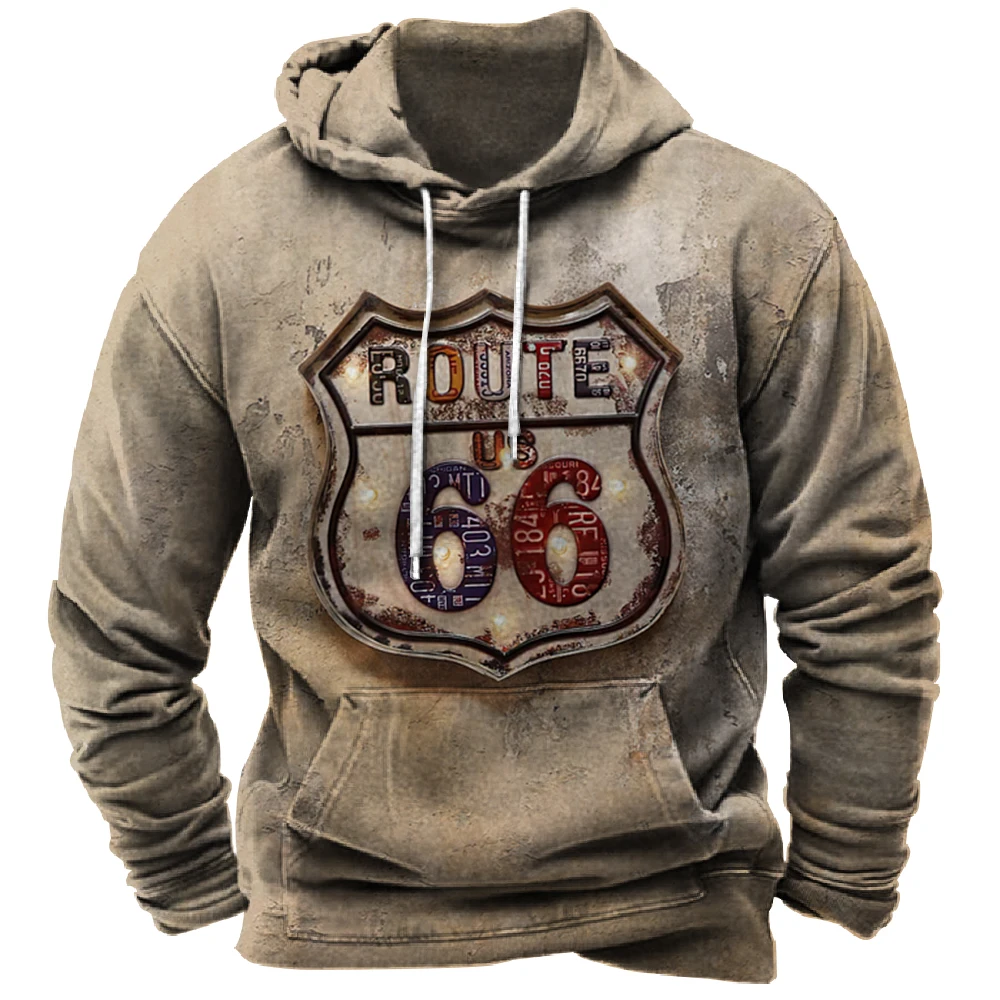 Vintage Hoodie Route 66 3d Print Hoodies Men Women Fashion Hoodies Sweatshirts Boy Coats Women Sweats Men\'s Clothing Tracksuits