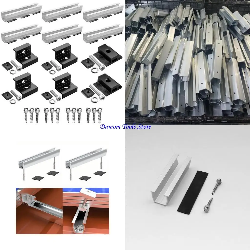 57BE 6Pcs Solars Panel Mounting Brackets Set for Flat Roof Pitched Roof Cement Roof Tile Roof Boats Yachts Daily Use