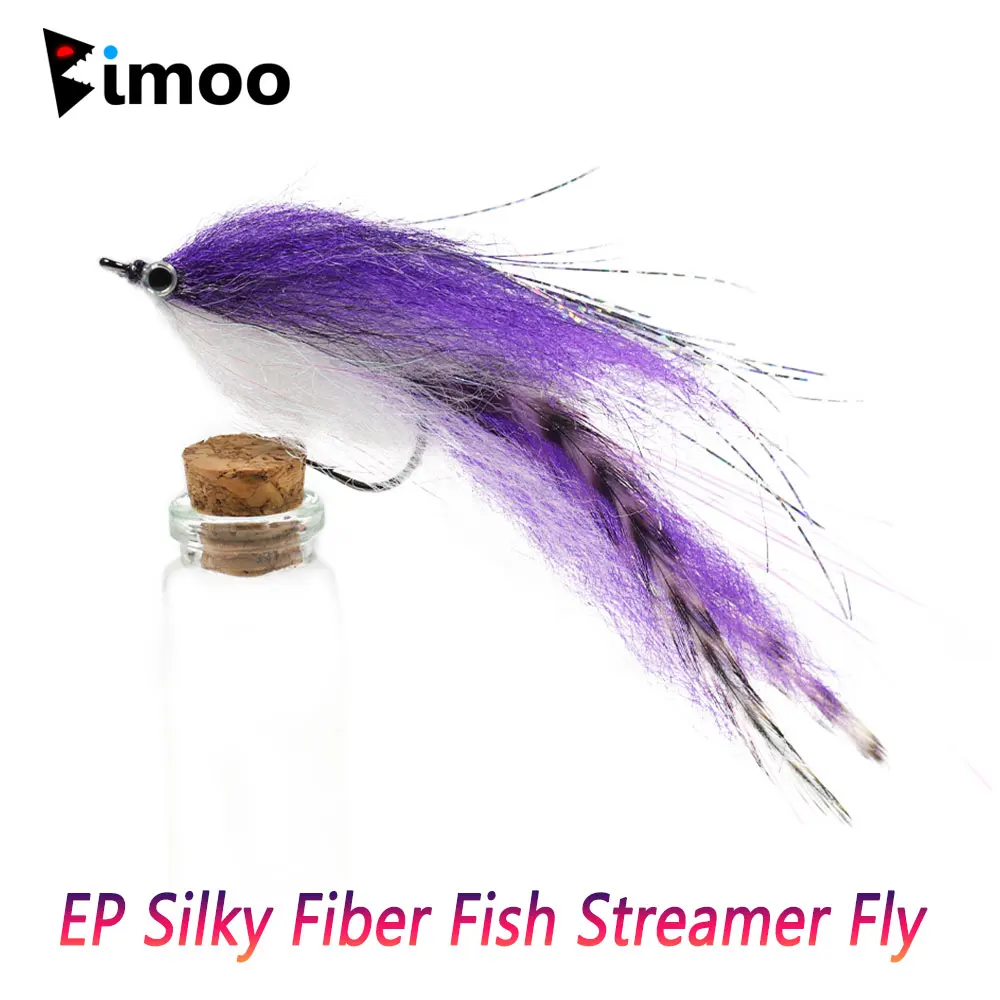 

Bimoo 5PCS 1/0 ~ 4/0 New EP Silky Fiber Fish Streamer Fly Trout Slamon Steelhead Salmon Saltwater Fly Fishing Flies Lure Baits