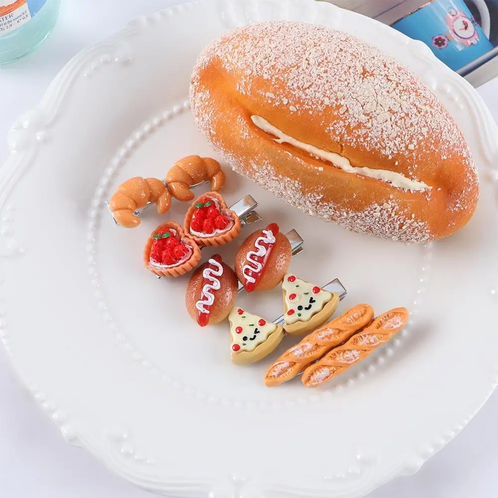 

Geometric Cute Hot Dog Pizza Egg Tart Simulated Food BB Hairpins Women Hair Clips Korean Barrettes Duckbill Side Clips