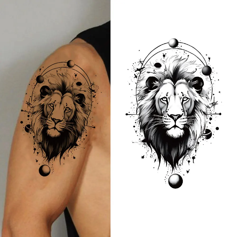 Waterproof Temporary Tattoos for Men Women Lion Tiger Wolf Animal Tattoo Sticker Body Art for Arm Fake Tattoo