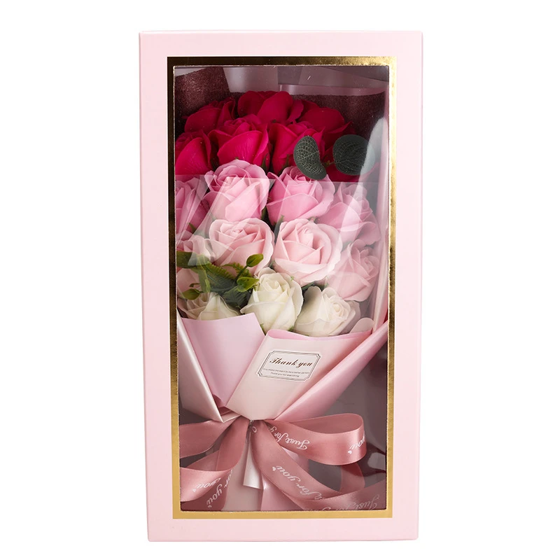 Künstliche Seifenblume, Rosenstrauß, Geschenktüten, Valentinstag, Geburtstag, Geschenk, Hochzeit, Heimdekoration, 18-Rosen-Seifenstrauß, Geschenkbox – Detail 7