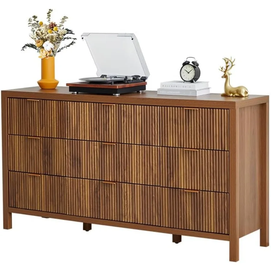 خزانة خزانة ذات 9 أدراج منضدة طويلة مع أدراج وخزانة تخزين للمزرعة وخزانة من الخشب الصلب وحامل تلفزيون في منتصف القرن #1