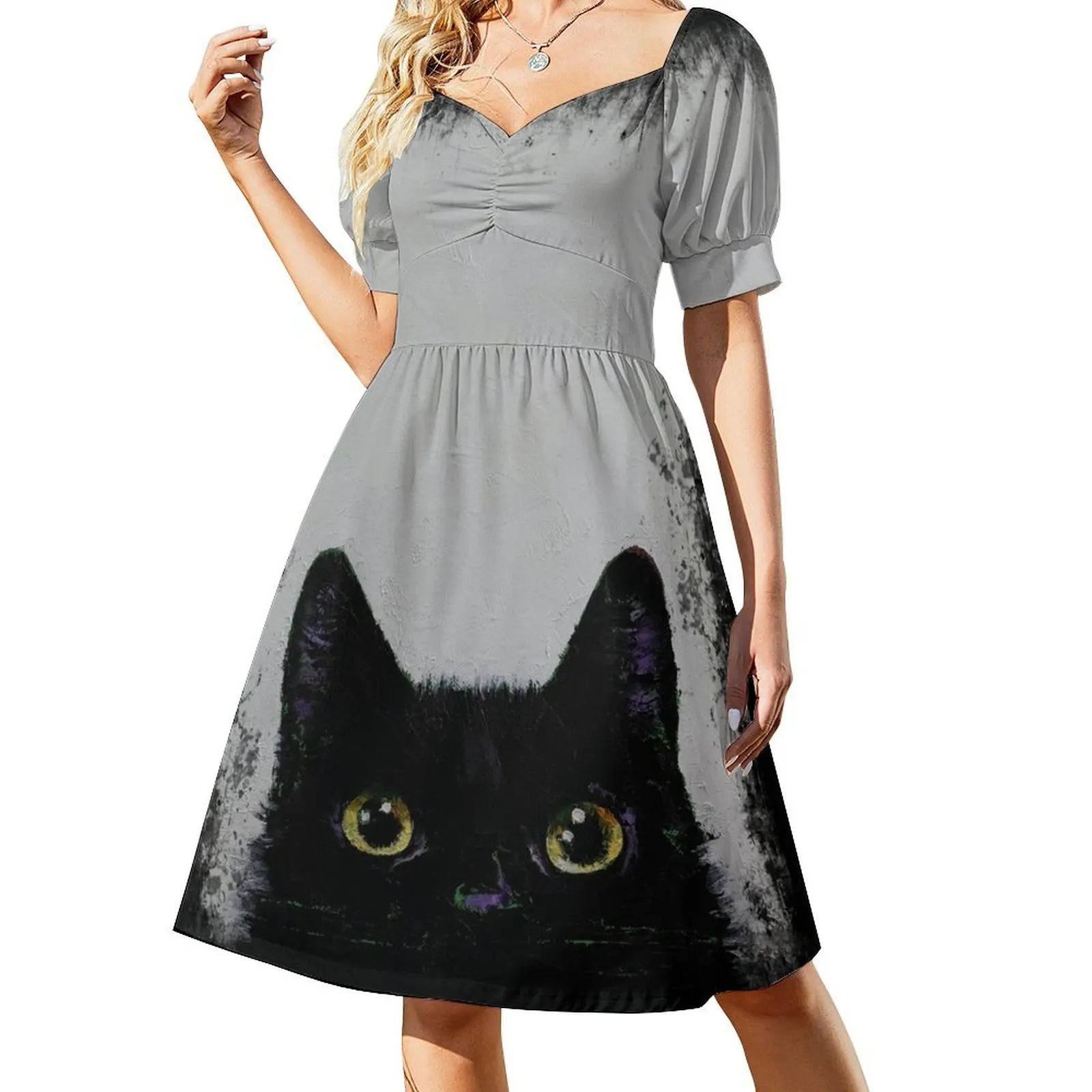 

Black Cat Short-Sleeved Dress dresses summer woman 2025 dress dresses dresses for women