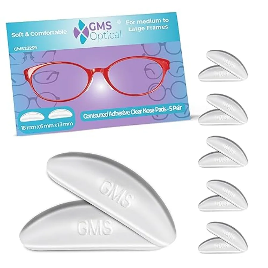 

GMS Optical Adhesive Silicone se Pads for Glasses 1.3mm Ultra-Thin 18mm Large n Slip Glasses Grips for Sunglasses and Eyewear w