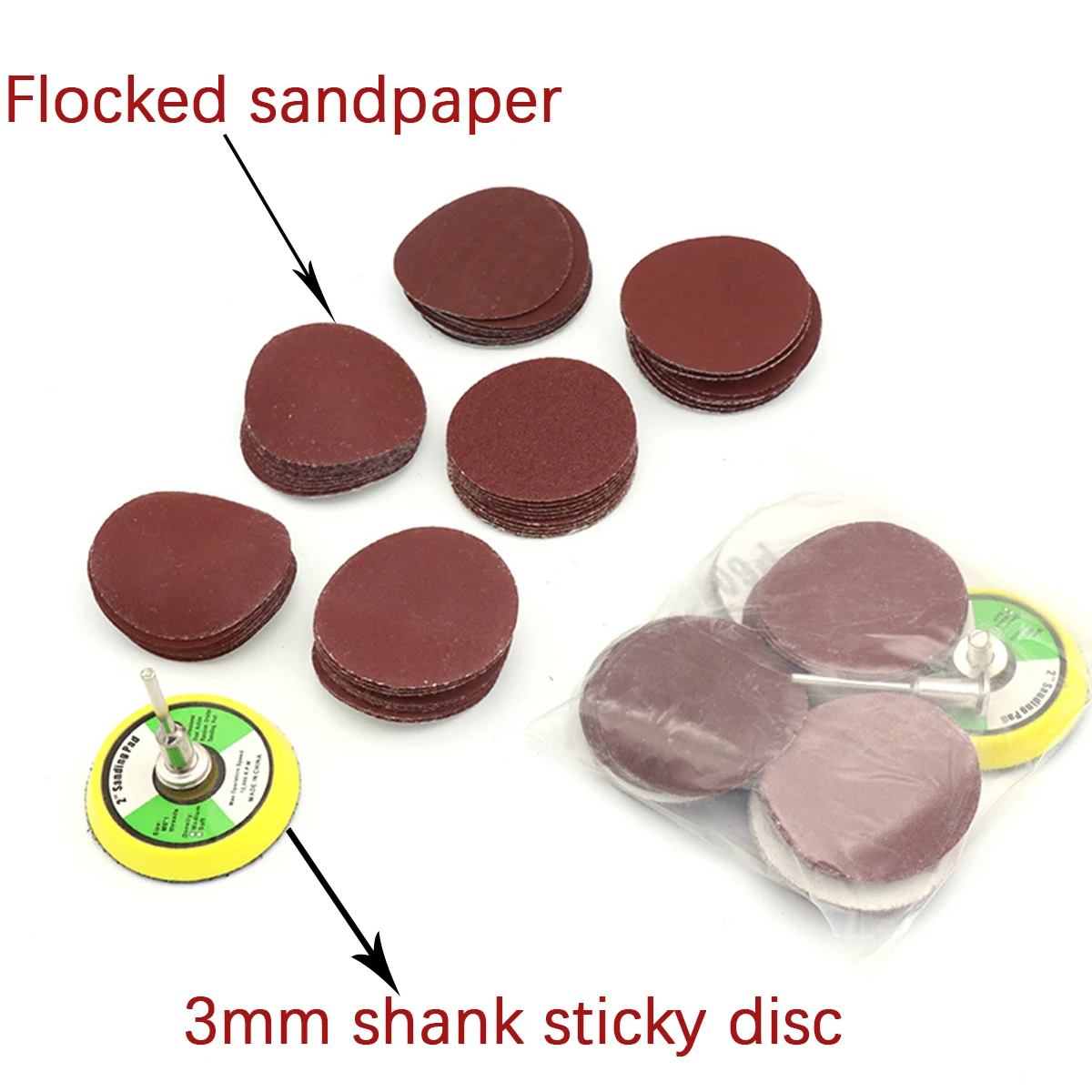 

61/101pcs Disc Self-adhesive Flocking Sandpaper Set 1inch 2inch 100-3000 Grit Hook&Loop Sanding Disc With 3MM Shank Sticky Disc