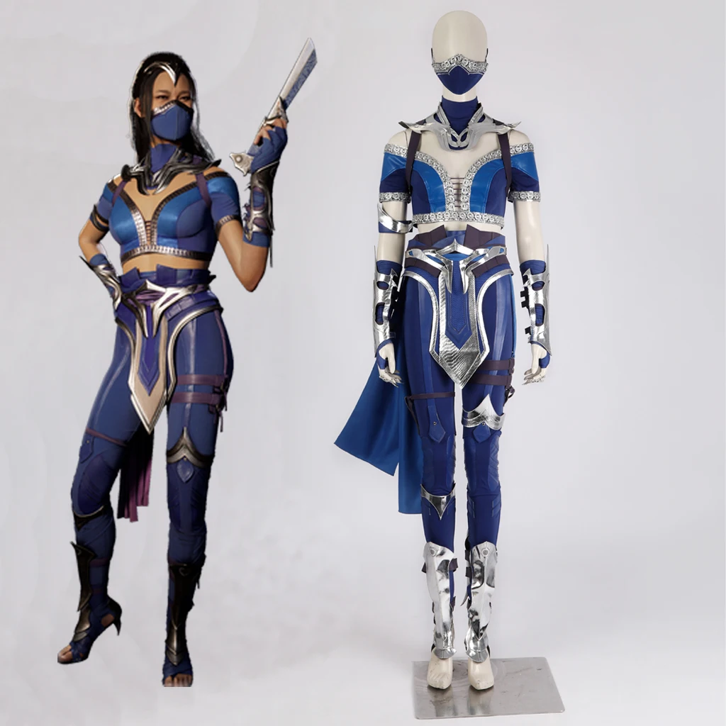 Mortal Kombat 1 Kitana Cosplay Costume Tops Pants Mask Full Set For Adult Women Girls Halloween Party Clothes Role Play Suit