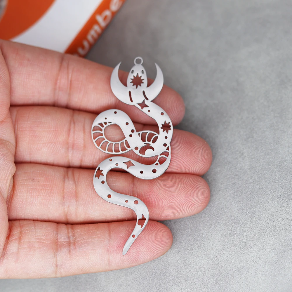 3PCS Moon Star Corner Snake Anime Dumeisha Stainless Steel Pendant Charms for Jewelry Making DIY Craft Trendy Earrings Findings