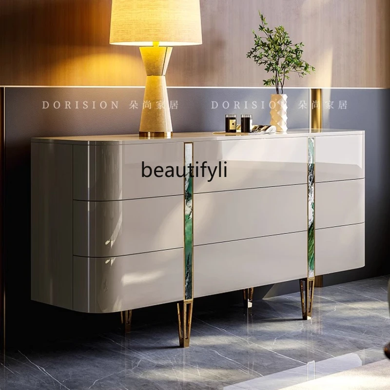 

Современный светлый роскошный обеденный боковой шкаф, украшение для хранения в гостиной, шкаф на крыльце из цельного дерева для итальянской спальни