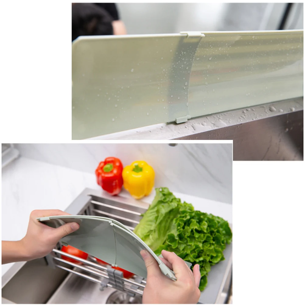 

Kitchen Sink Baffle Board Green Retractable Water Guard Prevents Clothes Wetting Floor Sink Baffle Board，water Guard