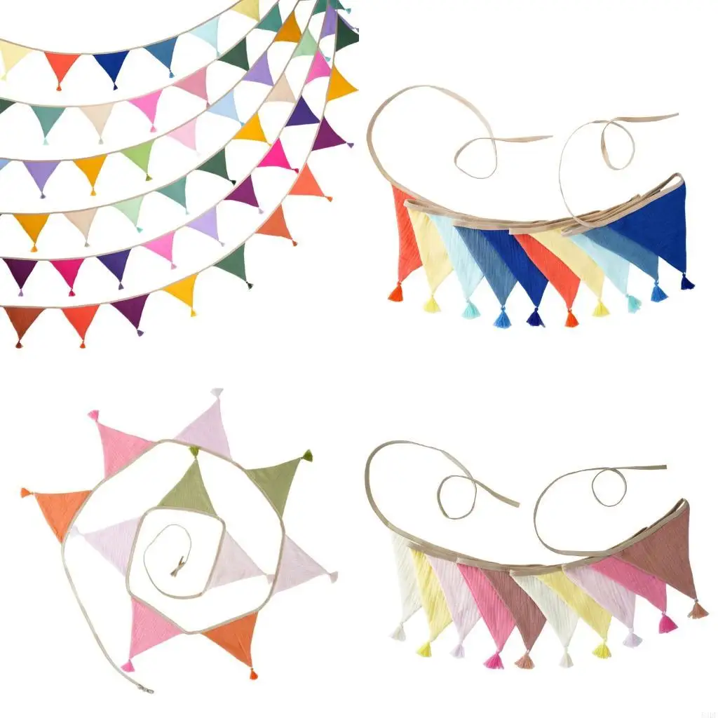 

54DF Double Layer Cotton Bunting Nursery Kids Room Wall Hanging Party Pennant