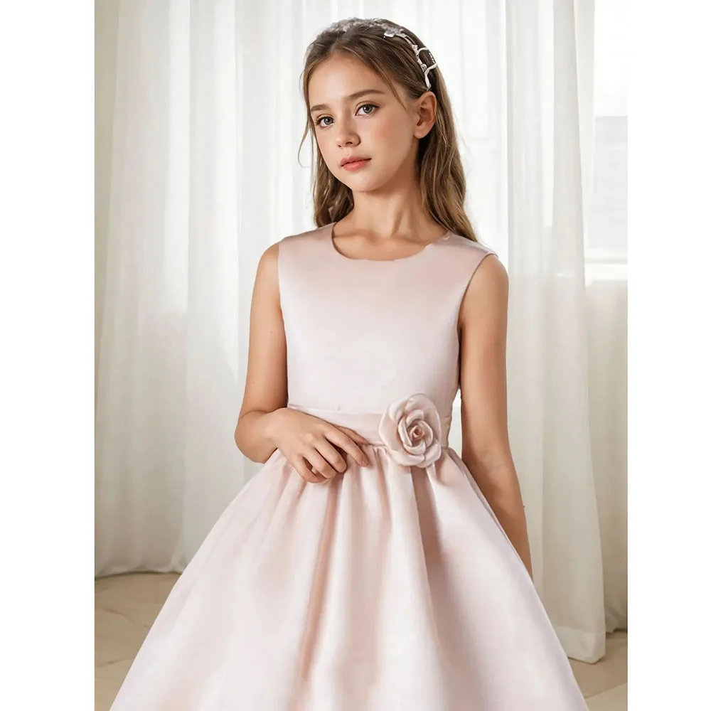 KYDYNQJ 2024 Princess Girls Party Dress Children Elegant Outfit Concert Fashion Luxury Costume Matching Host Satin Kids Clothes