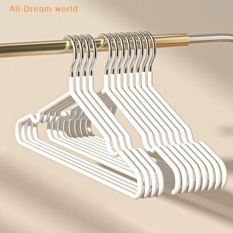 (10Pcs Non Slip Coated Metal Clothes Hangers Heavy Duty Anti Deform Garment Holders for Home Closet Storage Organization)