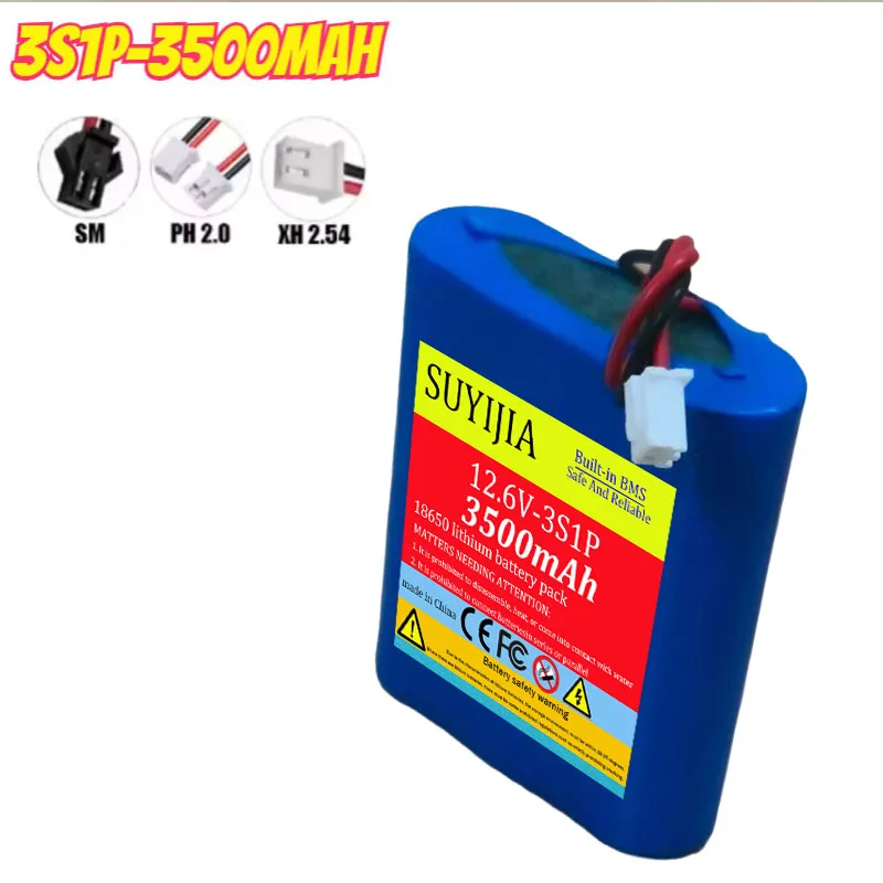 3S1P -18650 بطارية ليثيوم أيون 3S1P/12.6V/3500mAh/11.1V بطارية ليثيوم أيون 18650 تستخدم لـ: CCTV، الكاميرا، مصدر طاقة احتياطي
