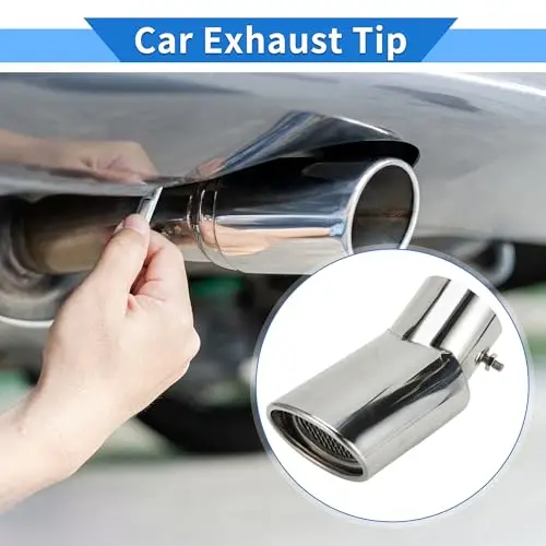 

Universal Stainless Steel Curved Slant-Cut Exhaust Tip, 2.9 Inch Inlet, 4.0 Inch Outlet, 6.9 Inch Length, Bolt-On Rear Tailpipe