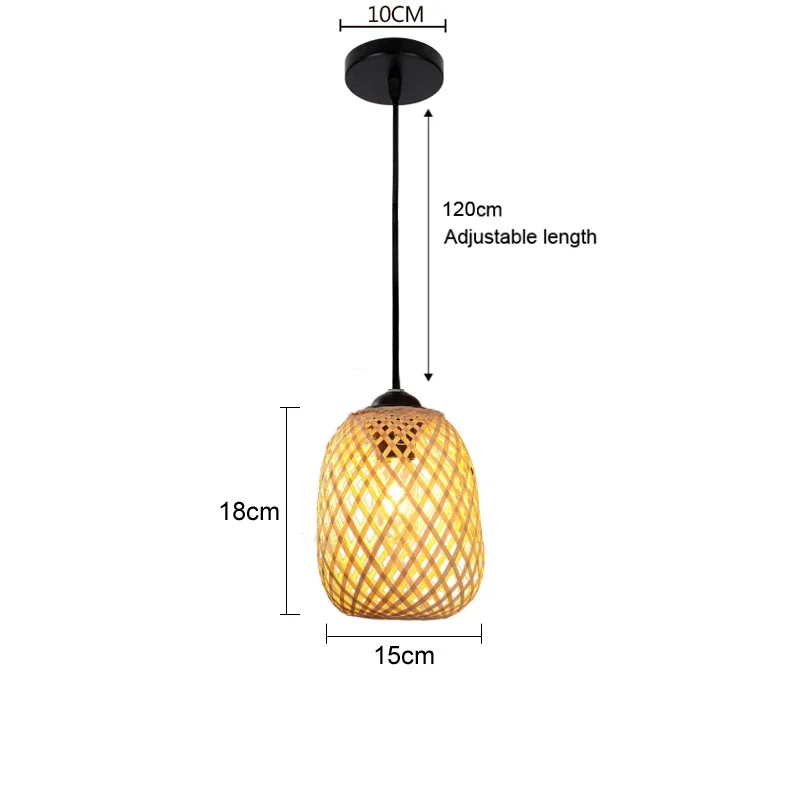 Imagem -06 - Bamboo Rattan Luzes Pingente Lustre Japonês Tecelagem Artesanal Lâmpadas Penduradas Tons de Vime Suspensão de Iluminação E27 Natural