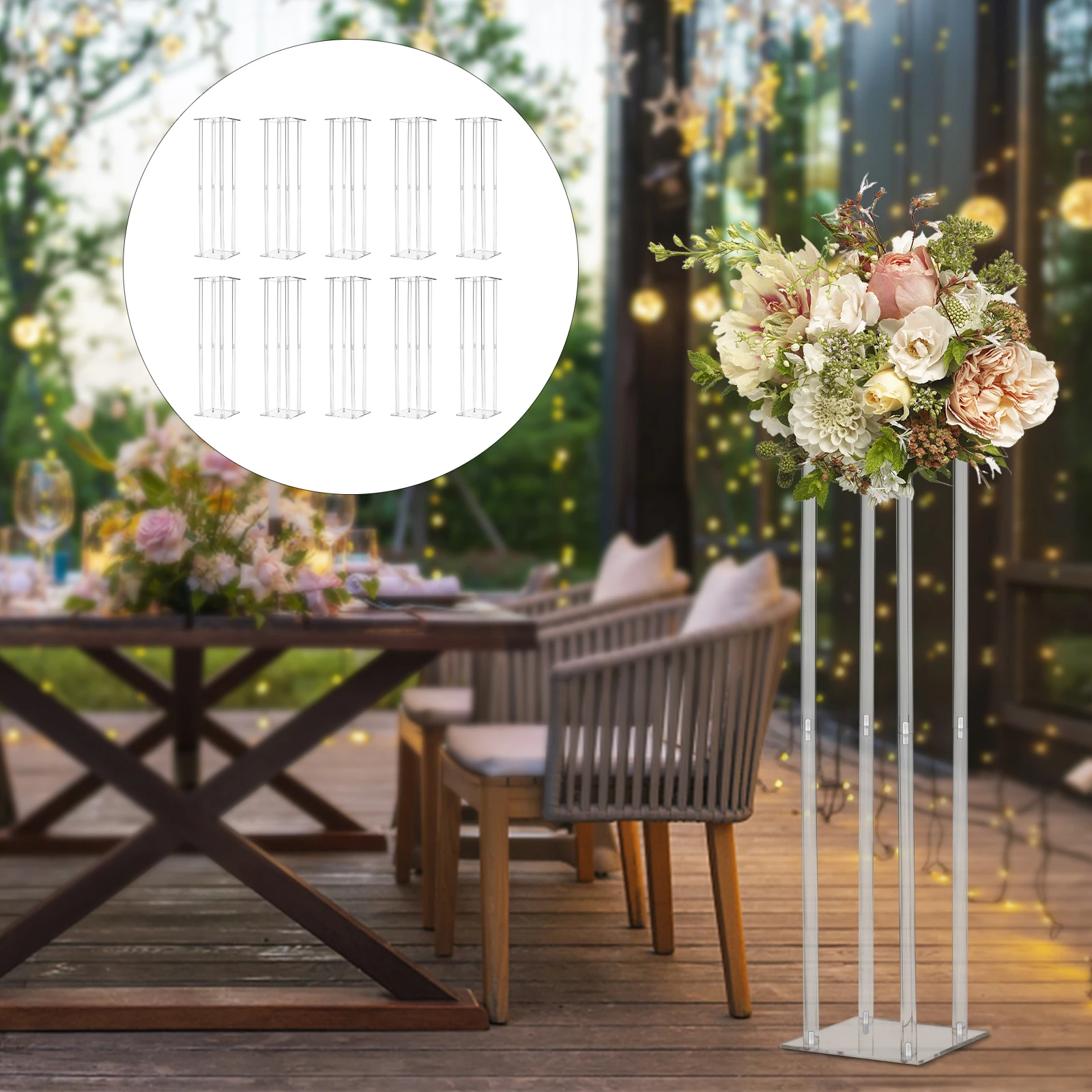 10 Pcs Clear Column Flower Stand 23.6in Tall Flower Vases For Centerpieces Birthday Party Home Decor